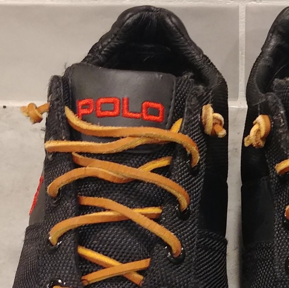 Polo Ralph Lauren Men's SZ 7 Hanford NE Sneakers. Black Leather & Canvas Shoes. - Picture 7 of 10